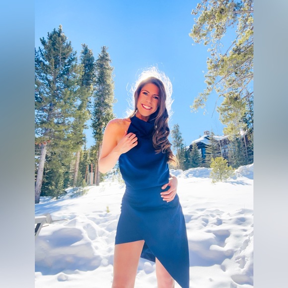 Blue ELLIAT, asymmetrical, halter dress - Picture 5 of 5